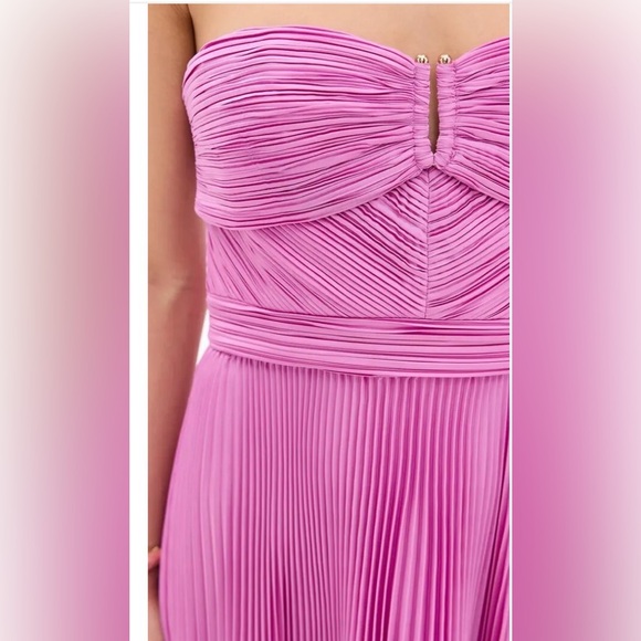AMUR Harden Strapless Pleated Pink Midi Dress NWT - Picture 5 of 16